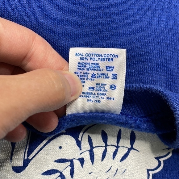 Vintage Jerzees Hope Peace Love Blue Raglan Sleeve Sweatshirt XL - Picture 5 of 6